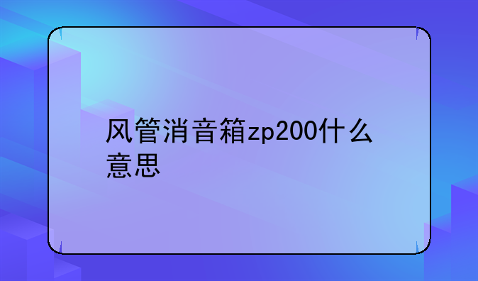 风管消音箱zp200什么意思