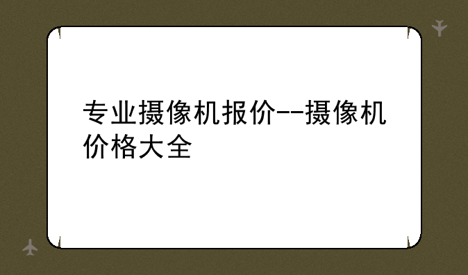 专业摄像机报价--摄像机价格大全
